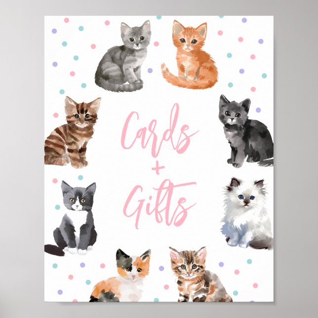 Poster Cartões de Aniversário de Gato de Gato de Gato de  (Frente)