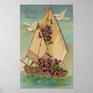 Póster Cartões de aniversários Vintage
