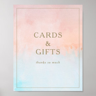 Poster Cartões de Aquarela e Sinal de Presente Sunset de 