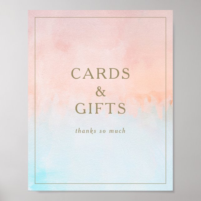 Poster Cartões de Aquarela e Sinal de Presente Sunset de  (Frente)