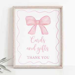 Poster Cartões de Arco cor-de-rosa e sinal de aniversário