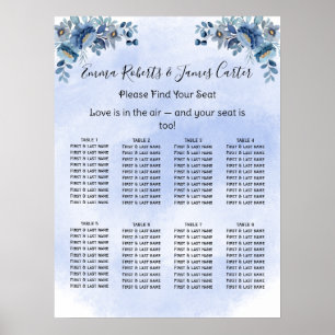 Poster Cartões de Assento de Casamento Modernos Florais A