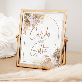 Poster Cartões de Boho e Sinal de Mesa de Grass para Pres