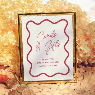 Poster Cartões de Casamento Coloridos Ondulados Retro & P