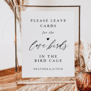 Poster Cartões de Casamento de Pássaros - Caligrafia