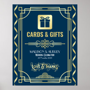 Poster Cartões de casamento e presentes Dourado sinal az