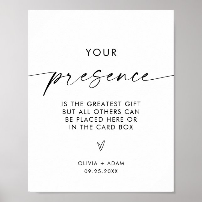 Poster Cartões de Casamento e Sinal de Presente, Moderno  (Frente)