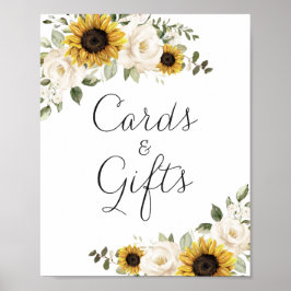 Poster Cartões de casamento florais de girassóis Presente