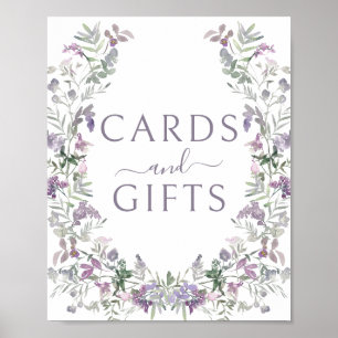 Poster Cartões de Casamento Floral e Sinal de Presente Po