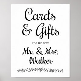 Poster Cartões de casamento modernos e sinal de Mesa de p