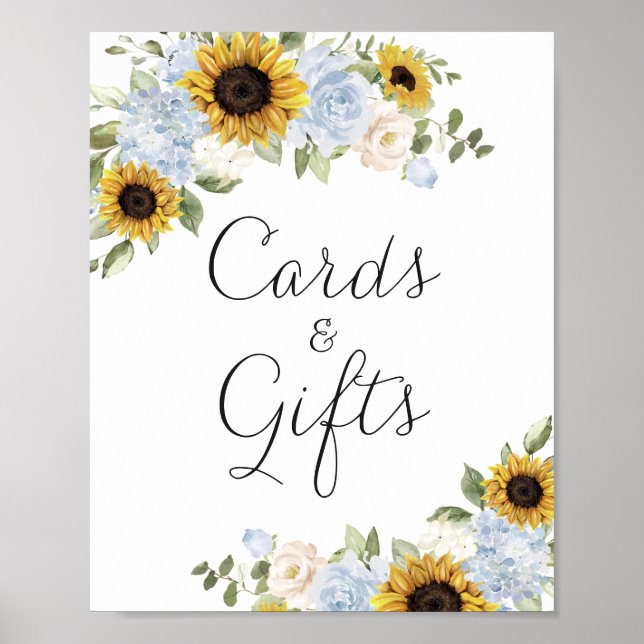 Poster Cartões de Casamento Presentes Sinal de Girassóis  (Frente)