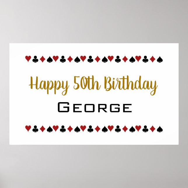 Poster Cartões de Casino do Estilo Las Vegas Dourados Ace (Frente)