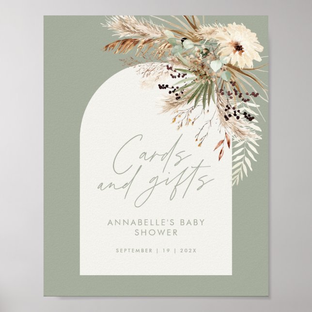 Poster Cartões de chá de fraldas de orçamento com present (Frente)