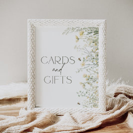 Poster Cartões de Chá de fraldas e Sinal de presentes de 