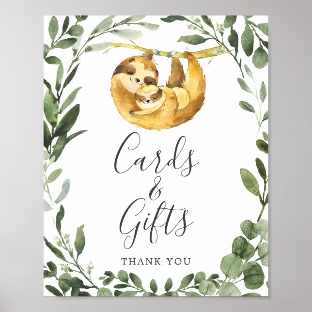 Poster Cartões de Chá de fraldas e Sinal de presentes par (Frente)