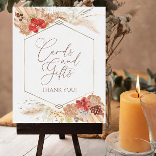 Poster Cartões De Chá de panela Floral Boho E Sinal De Pr