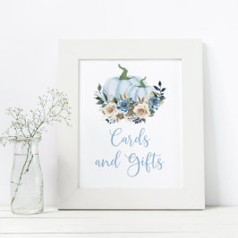 Poster Cartões de Chá e presentes de abóbora azuis