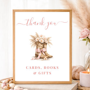 Poster Cartões de Chás de Bebê de Menina de Botas de Cowb