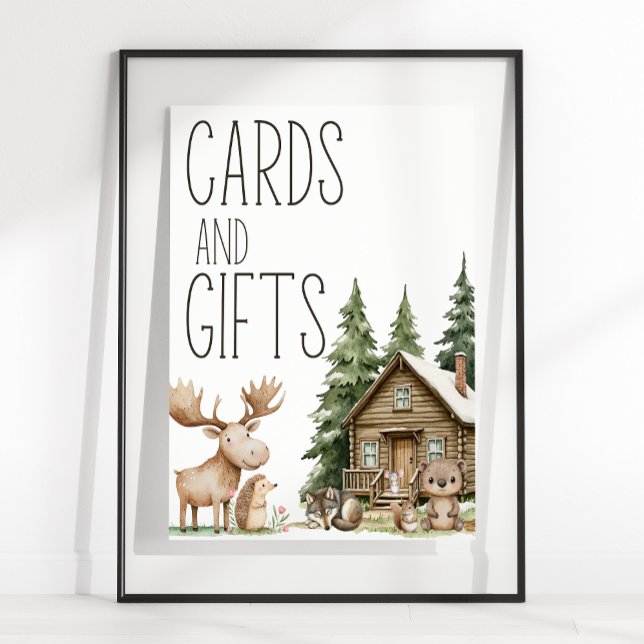 Poster Cartões de Chuvada de Bebê de Animais da Floresta  (Criador carregado)