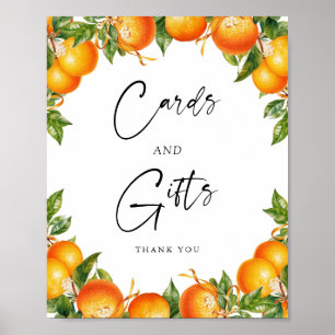 Poster Cartões de Citrinos e Sinal de Presente de Laranja