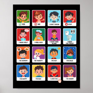 Poster Cartões De Comunicação Autismo Crianças Emoções Fa