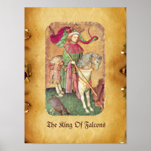 Póster Cartões de corte antigos de Tarots /German/rei do