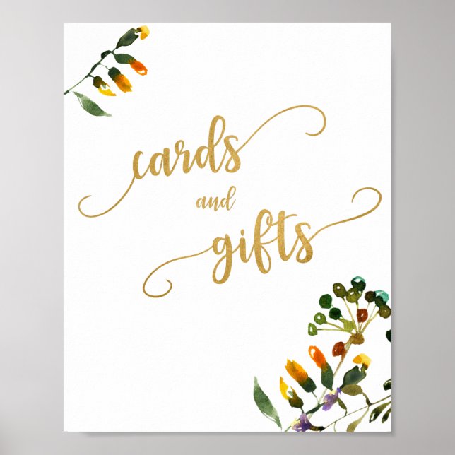 Poster Cartões de flor selvagem e sinal de presentes (Frente)