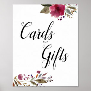 Poster Cartões de Flores e Presentes Casamento de Mesa