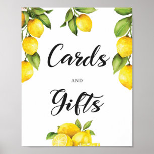 Poster Cartões de Fruta de limão e sinal de presentes