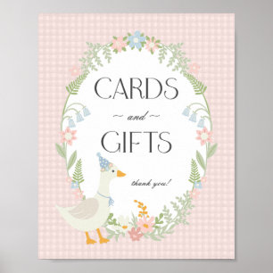 Poster Cartões de Gingham Floral e Presentes, Bobos, cor-