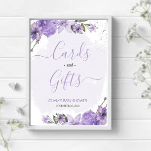 Poster Cartões de Lavanda Lilac e Sinal de presentes