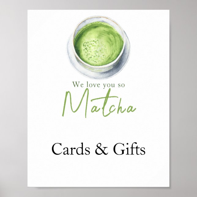 Poster Cartões de Matcha Latte e presentes para chá de be (Frente)