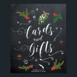Poster cartões de natal de inverno e sinal de presentes n<br><div class="desc">Um belo cartaz de época de inverno/natal Cartões e Presentes para sua recepção de casamento/chá de panela etc, com um fundo de efeito de quadro. No meu compro, está disponível toda uma série de sinais de coordenação e de artigos de papelaria. Personalize com seus nomes e data do casamento embaixo,...</div>