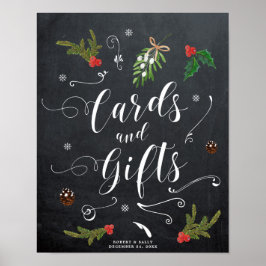 Poster cartões de natal de inverno e sinal de presentes n