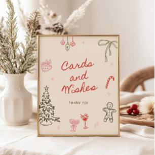 Poster Cartões de Natal Desenhados à Mão e Desejos