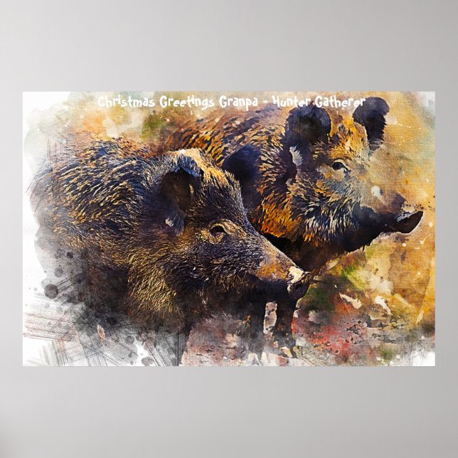 Poster Cartões de natal Vovô Hunter Gatherer (Frente)