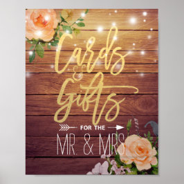 Póster Cartões De Palha Floral De Madeira Dão Sinal De Ca