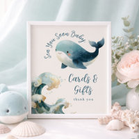 Cartões de Presente Baleia Sea You Soon Baby Showe