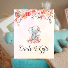 Poster Cartões de Presentes para Chá de Bebê Elefante Beb