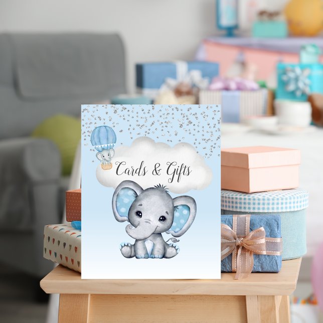 Poster Cartões de Presentes para Chás de Bebê Elefante Az (Criador carregado)