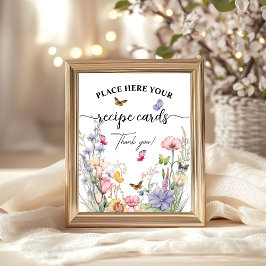 Poster Cartões de receita Chá de panela de borboletas de 