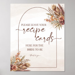 Poster Cartões de Receita de Grass Boho Pampas