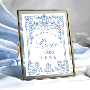 Poster Cartões de receitas azuis Florais, Ornamentado Vit