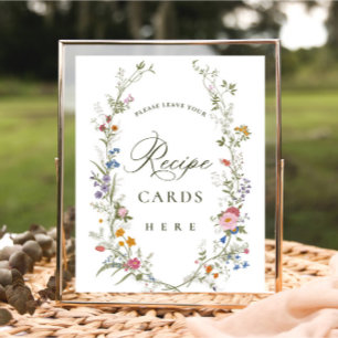 Poster Cartões De Receitas De Flores Florais, Cor-De-Rosa