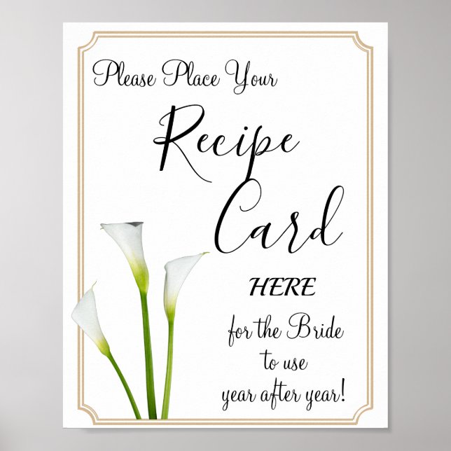 Poster Cartões de Receitas de Lírios Callas sinal de jogo (Frente)