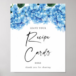 Poster Cartões de Receitas para Chá de Noiva com Flores d