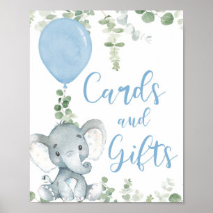 Poster Cartões e bexigas de elefante - sinal de chá de