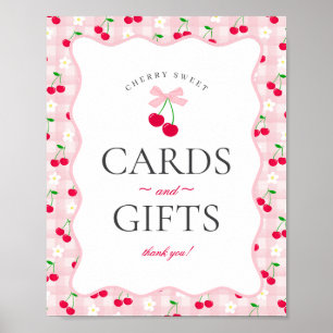Poster Cartões e dotes de Gingham, colchete rosa doce, ce