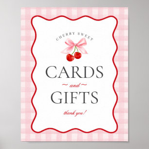 Poster Cartões e dotes de Gingham, colchete rosa doce, ce