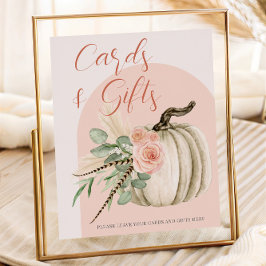 Poster Cartões e Mesa de Presentes de Abóbora com Aquarel